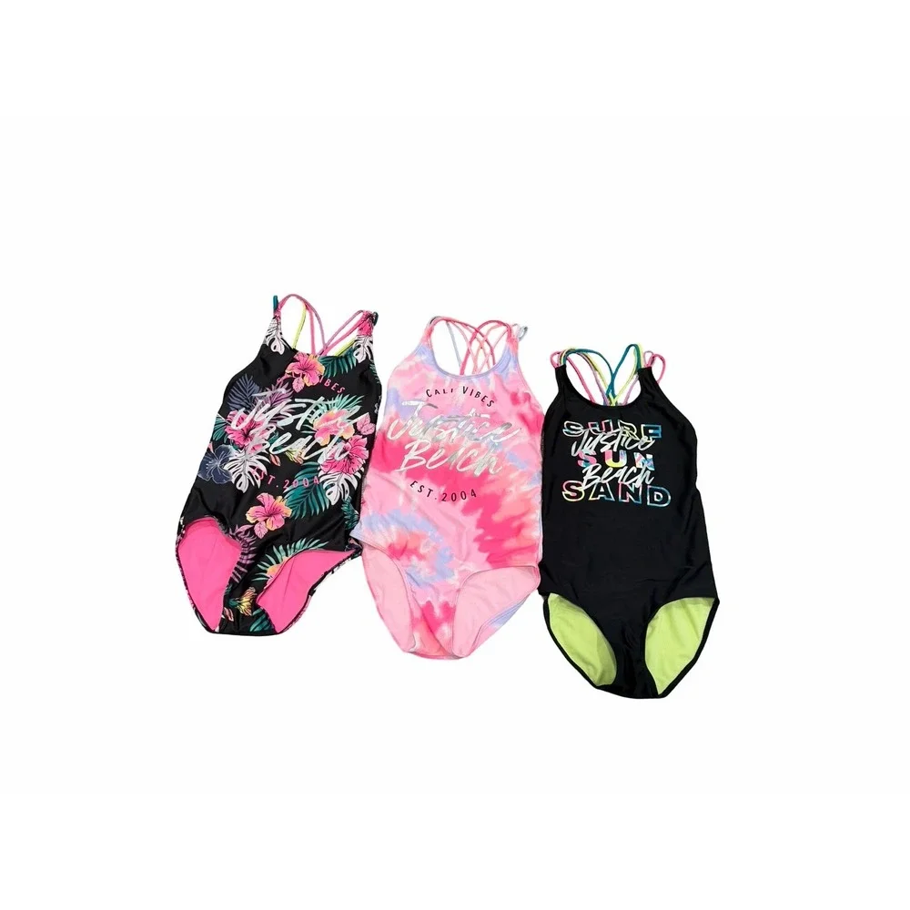 JUSTICE Teen Girls 16 One Piece Swimsuit Bathing Suit Lot Bundle Floral Tie Dye